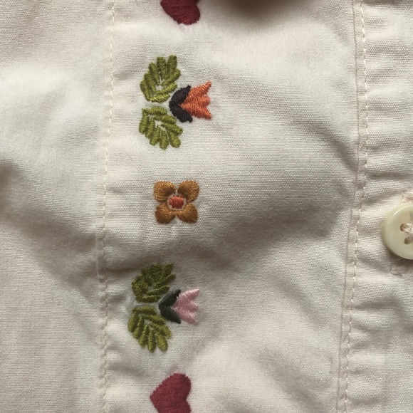 Gymboree Ivory Embroidered tuxedo front pique Blouse/ Shirt - Girls 4 - Picture 4 of 8